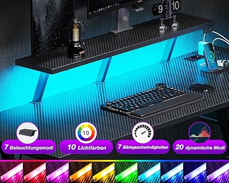 L-vormig gamingcomputerbureau met opbergrek