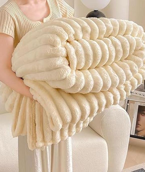 Lichte luxe Effen Kleur Multifunctionele Konijn Fluwelen Deken